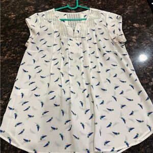 Daniel Rainn White Blouse with Colorful Print